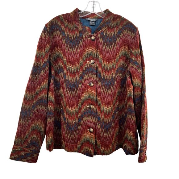 City Blues by Koret Women's Blazer Multicolor Print Pockets Size XL Petite - Picture 1 of 9